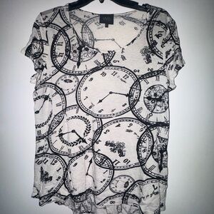 W5 Cream Clock Pattern Short Sleeve Tee
